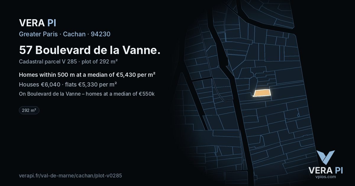 57 Boulevard de la Vanne, Cachan at night – the plot lit, the parcels around coloured by the prices near them