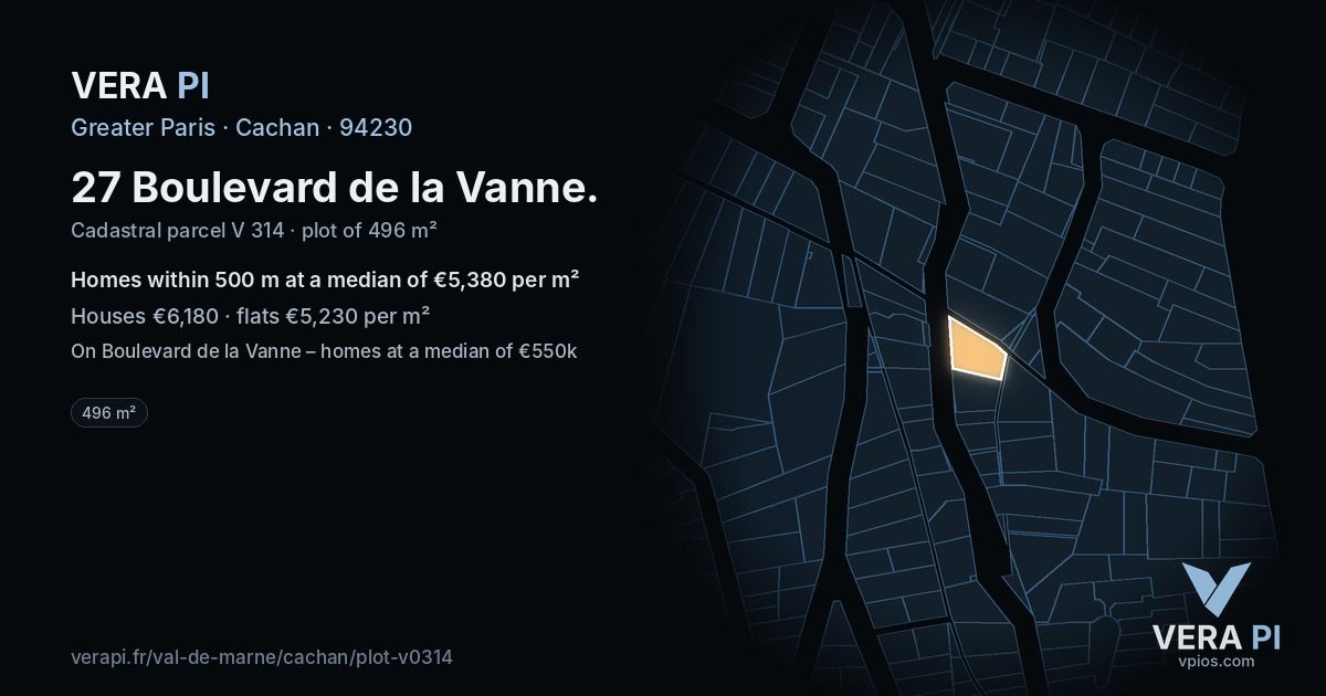 27 Boulevard de la Vanne, Cachan at night – the plot lit, the parcels around coloured by the prices near them