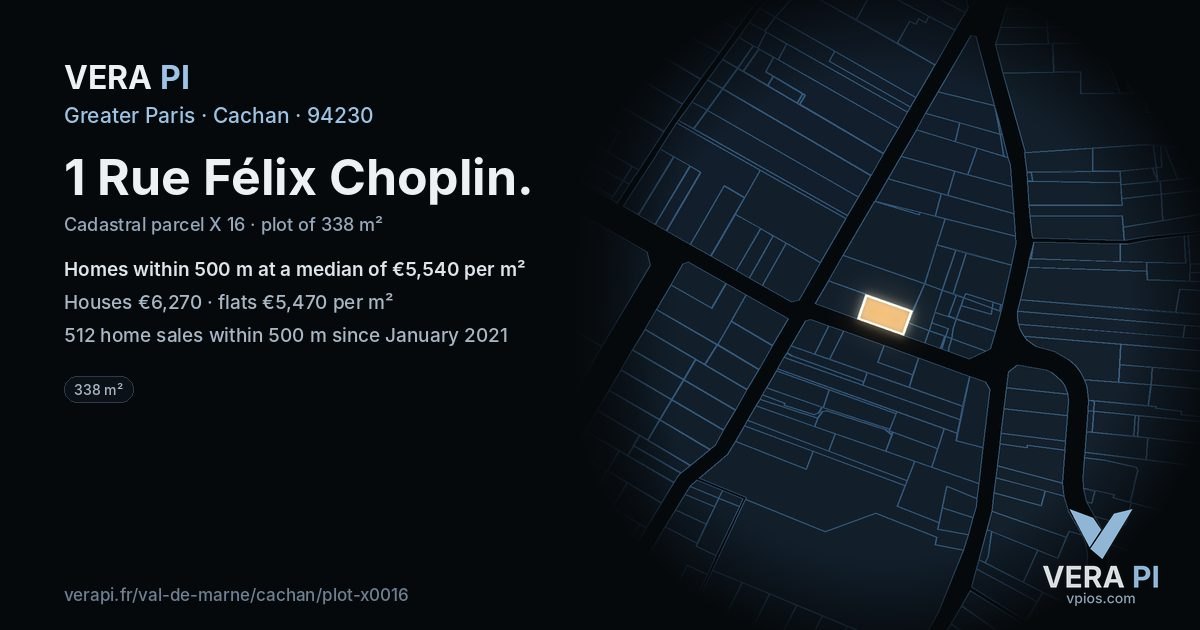 1 Rue Félix Choplin, Cachan at night – the plot lit, the parcels around coloured by the prices near them