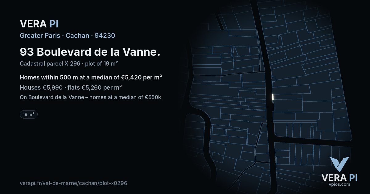 93 Boulevard de la Vanne, Cachan at night – the plot lit, the parcels around coloured by the prices near them