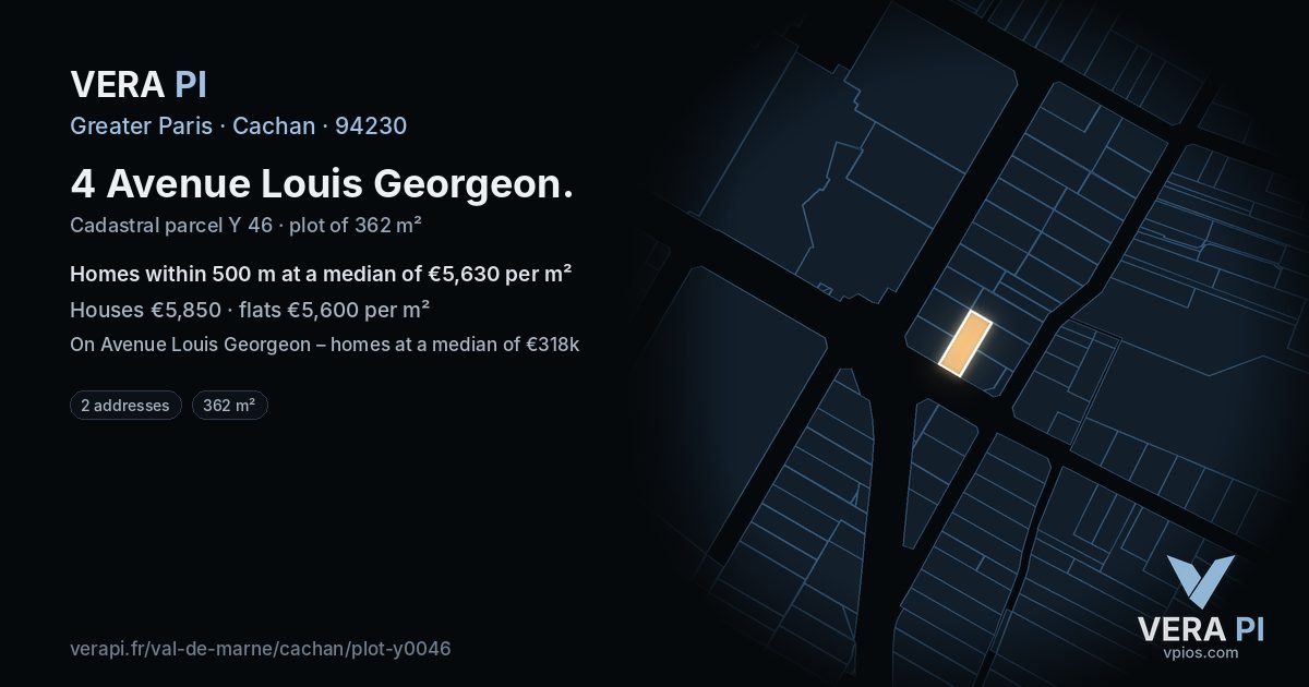 4 Avenue Louis Georgeon, Cachan at night – the plot lit, the parcels around coloured by the prices near them
