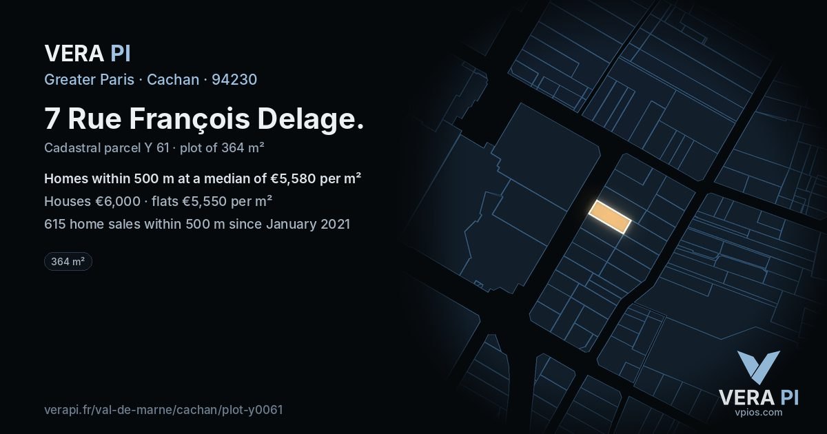 7 Rue François Delage, Cachan at night – the plot lit, the parcels around coloured by the prices near them