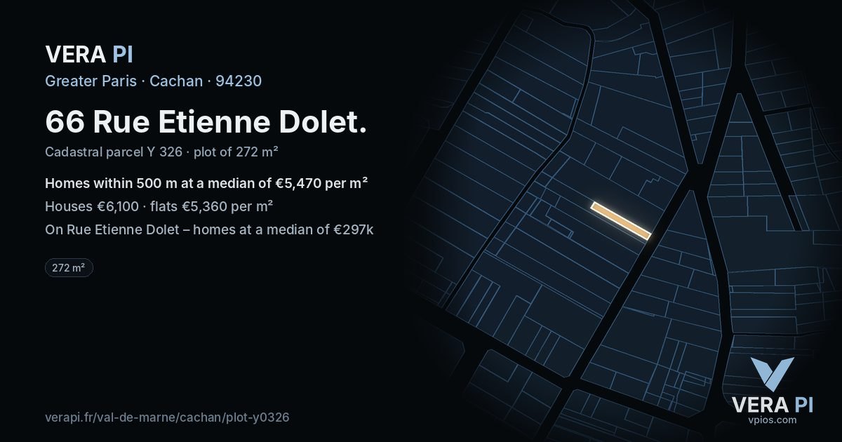 66 Rue Etienne Dolet, Cachan at night – the plot lit, the parcels around coloured by the prices near them