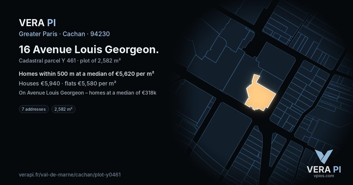 16 Avenue Louis Georgeon, Cachan at night – the plot lit, the parcels around coloured by the prices near them