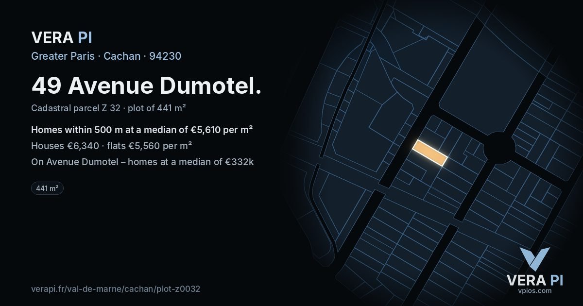 49 Avenue Dumotel, Cachan at night – the plot lit, the parcels around coloured by the prices near them