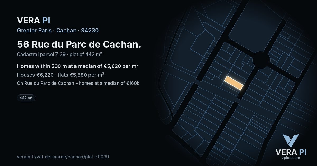 56 Rue du Parc de Cachan, Cachan at night – the plot lit, the parcels around coloured by the prices near them