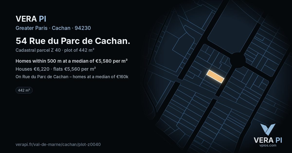 54 Rue du Parc de Cachan, Cachan at night – the plot lit, the parcels around coloured by the prices near them