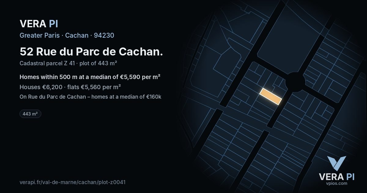 52 Rue du Parc de Cachan, Cachan at night – the plot lit, the parcels around coloured by the prices near them