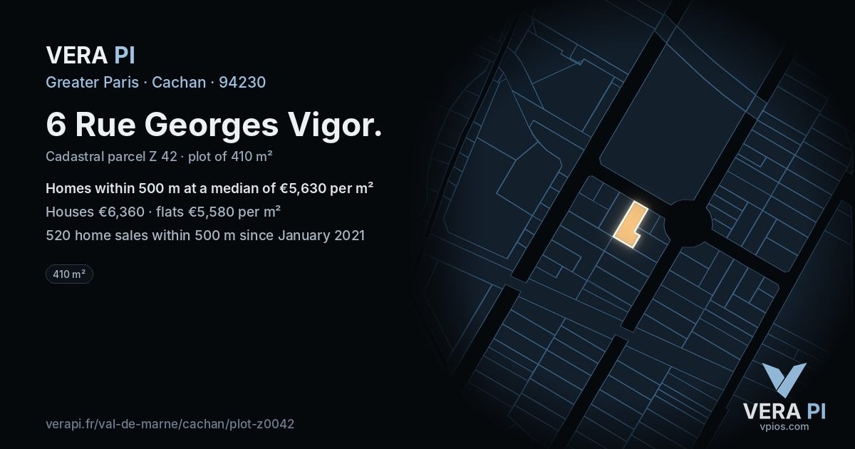 6 Rue Georges Vigor, Cachan at night – the plot lit, the parcels around coloured by the prices near them