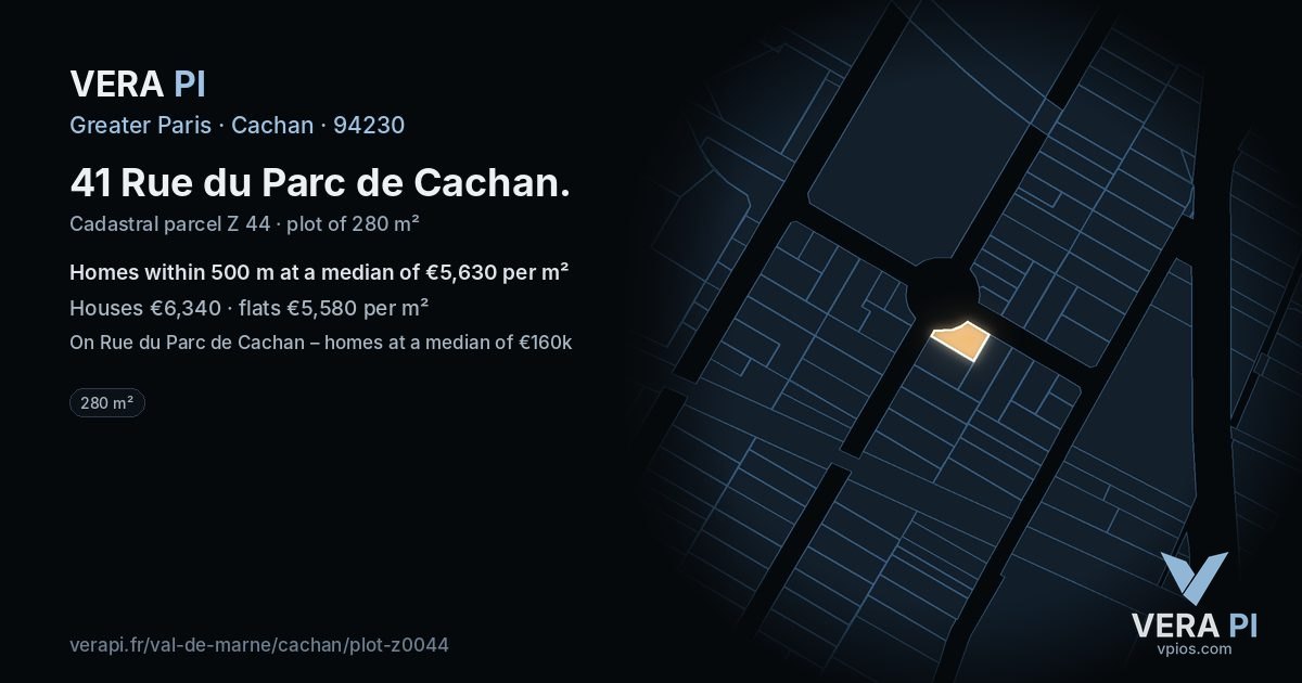 41 Rue du Parc de Cachan, Cachan at night – the plot lit, the parcels around coloured by the prices near them