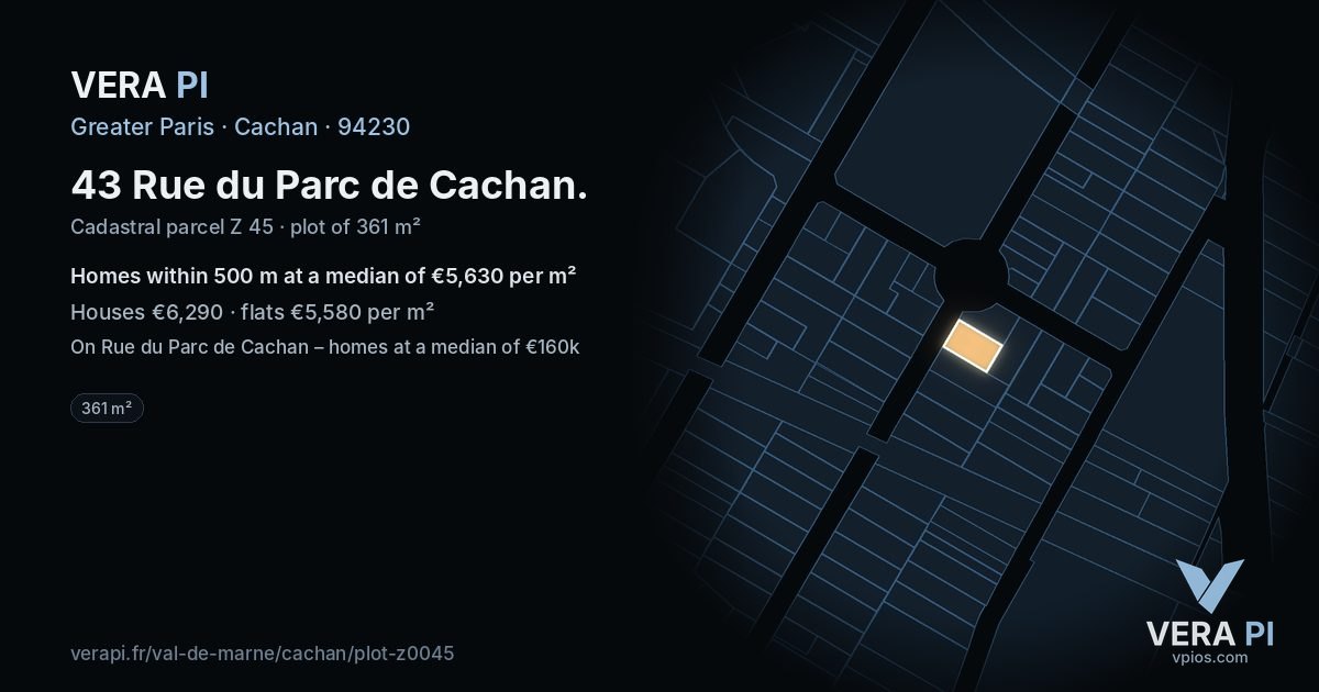 43 Rue du Parc de Cachan, Cachan at night – the plot lit, the parcels around coloured by the prices near them