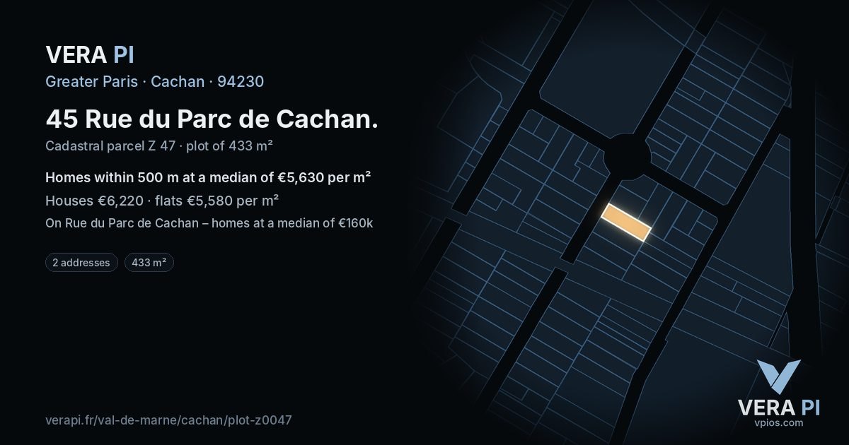 45 Rue du Parc de Cachan, Cachan at night – the plot lit, the parcels around coloured by the prices near them