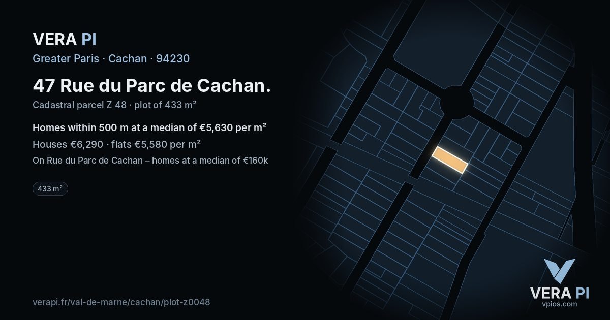 47 Rue du Parc de Cachan, Cachan at night – the plot lit, the parcels around coloured by the prices near them