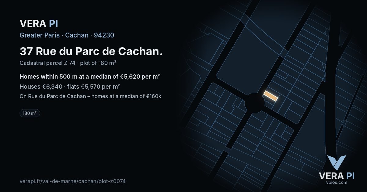 37 Rue du Parc de Cachan, Cachan at night – the plot lit, the parcels around coloured by the prices near them