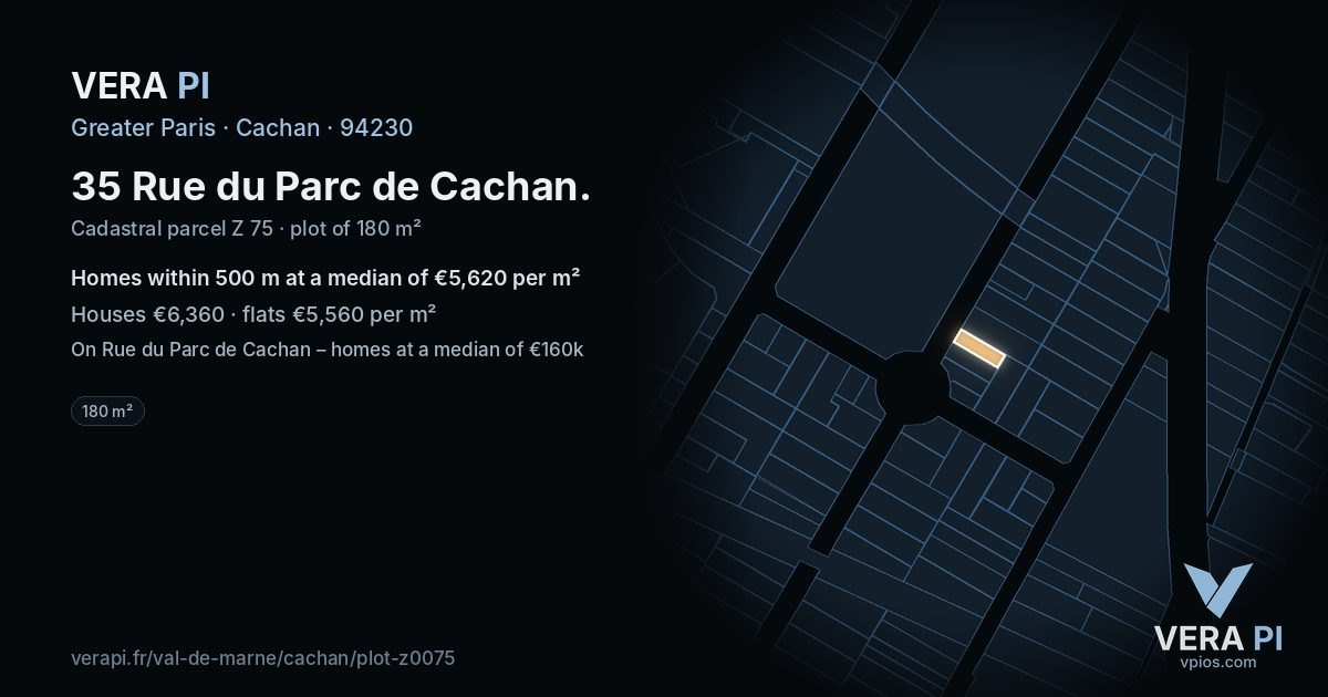 35 Rue du Parc de Cachan, Cachan at night – the plot lit, the parcels around coloured by the prices near them
