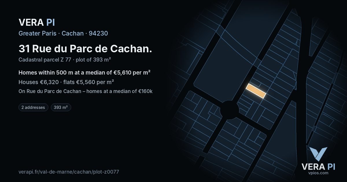 31 Rue du Parc de Cachan, Cachan at night – the plot lit, the parcels around coloured by the prices near them