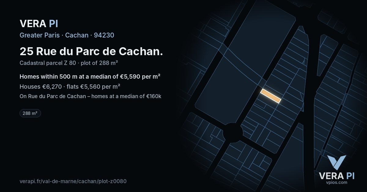 25 Rue du Parc de Cachan, Cachan at night – the plot lit, the parcels around coloured by the prices near them
