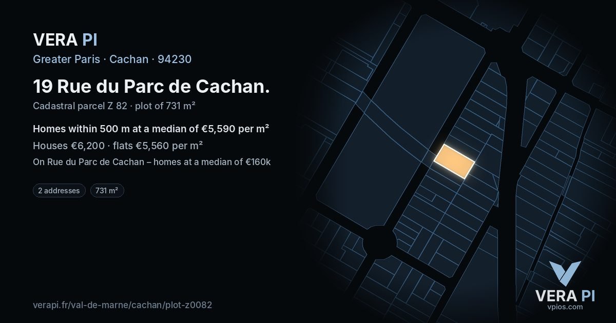 19 Rue du Parc de Cachan, Cachan at night – the plot lit, the parcels around coloured by the prices near them