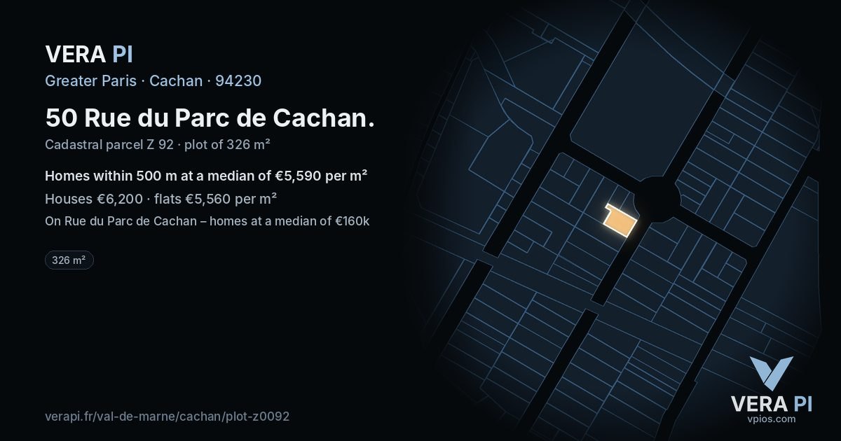 50 Rue du Parc de Cachan, Cachan at night – the plot lit, the parcels around coloured by the prices near them