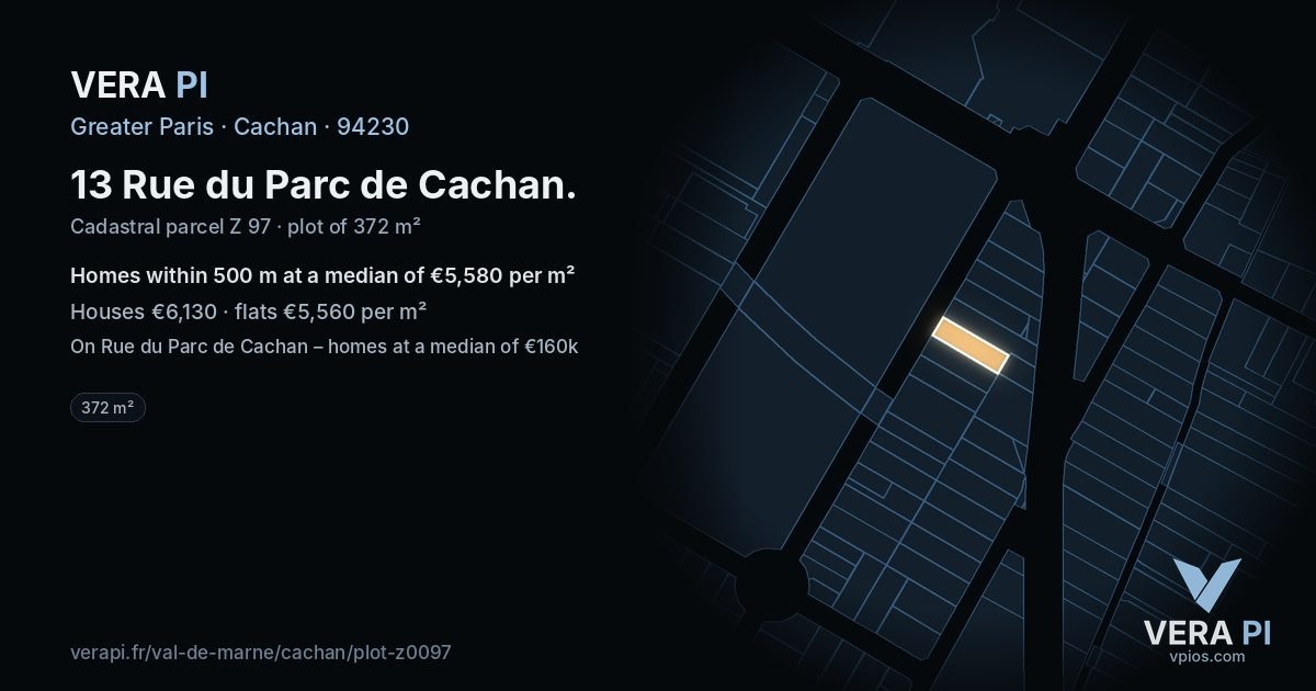 13 Rue du Parc de Cachan, Cachan at night – the plot lit, the parcels around coloured by the prices near them