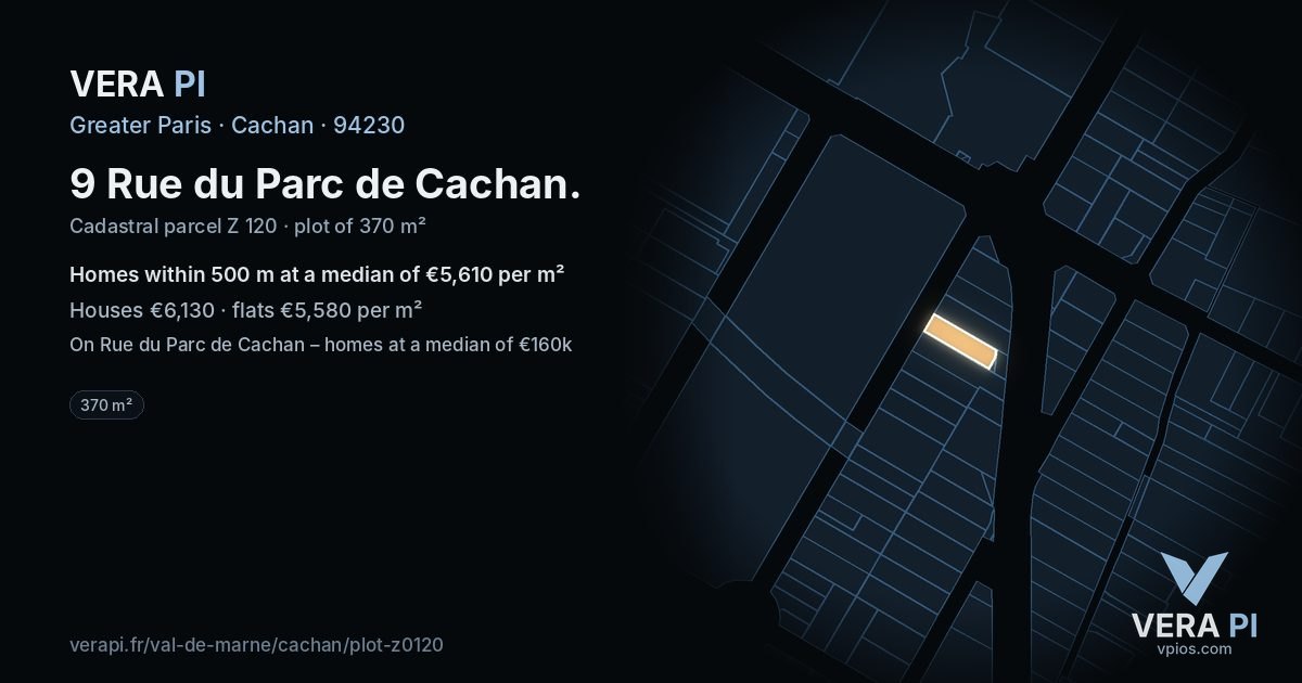 9 Rue du Parc de Cachan, Cachan at night – the plot lit, the parcels around coloured by the prices near them