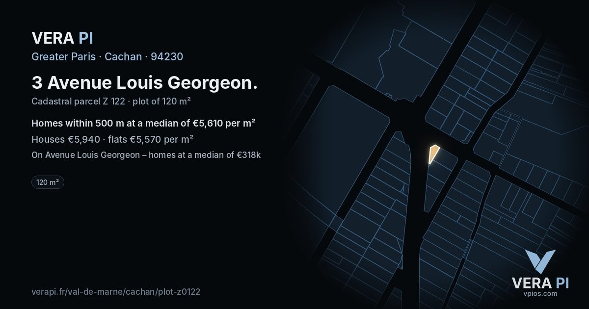 3 Avenue Louis Georgeon, Cachan at night – the plot lit, the parcels around coloured by the prices near them