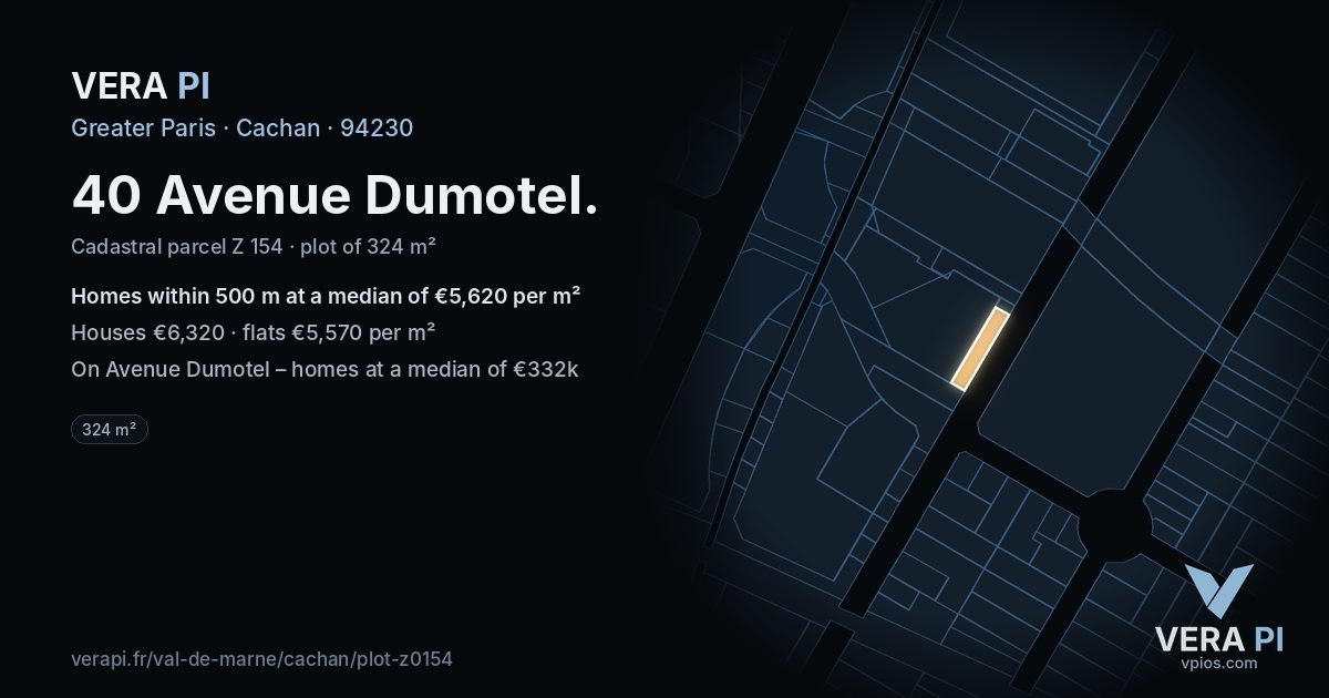 40 Avenue Dumotel, Cachan at night – the plot lit, the parcels around coloured by the prices near them