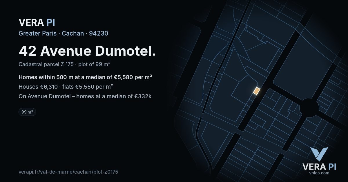 42 Avenue Dumotel, Cachan at night – the plot lit, the parcels around coloured by the prices near them