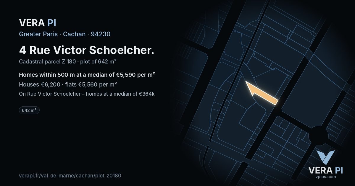 4 Rue Victor Schoelcher, Cachan at night – the plot lit, the parcels around coloured by the prices near them