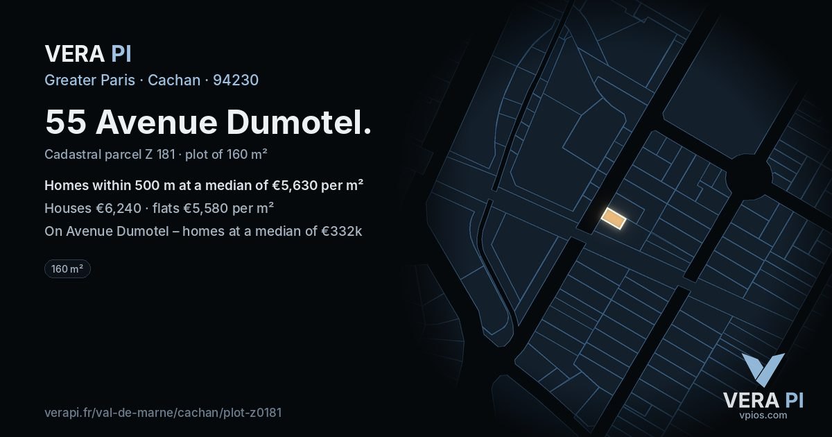 55 Avenue Dumotel, Cachan at night – the plot lit, the parcels around coloured by the prices near them