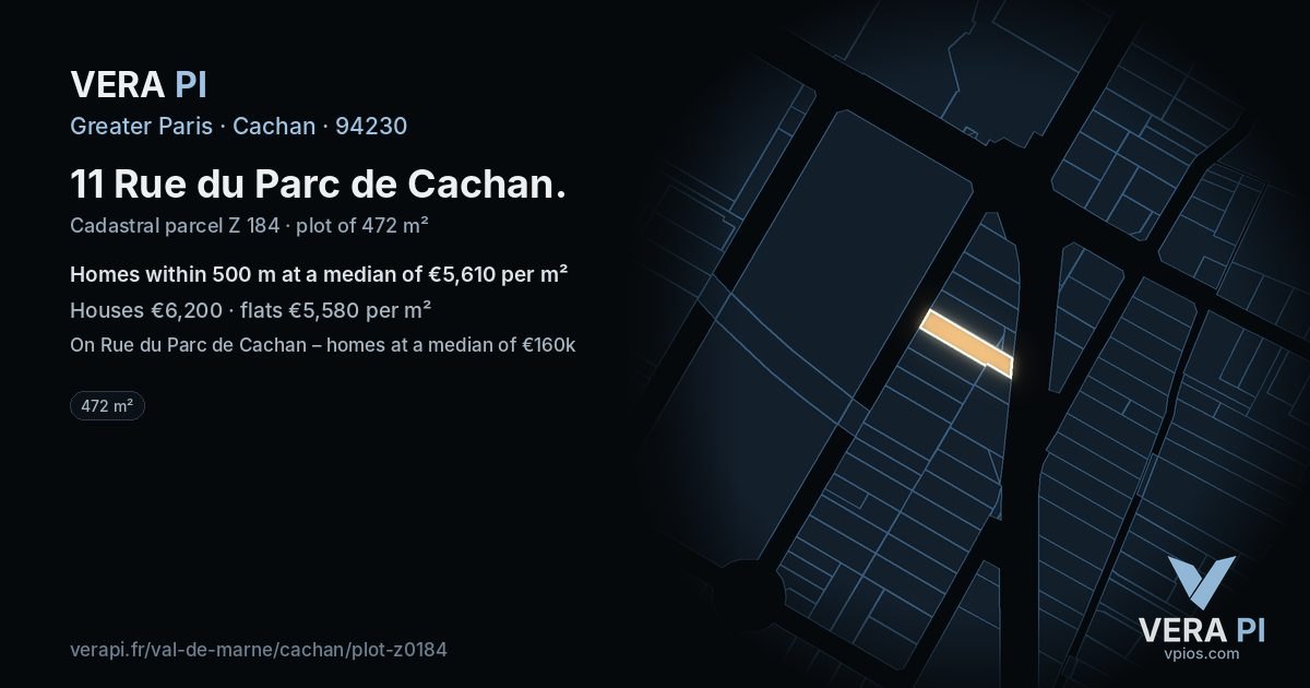 11 Rue du Parc de Cachan, Cachan at night – the plot lit, the parcels around coloured by the prices near them