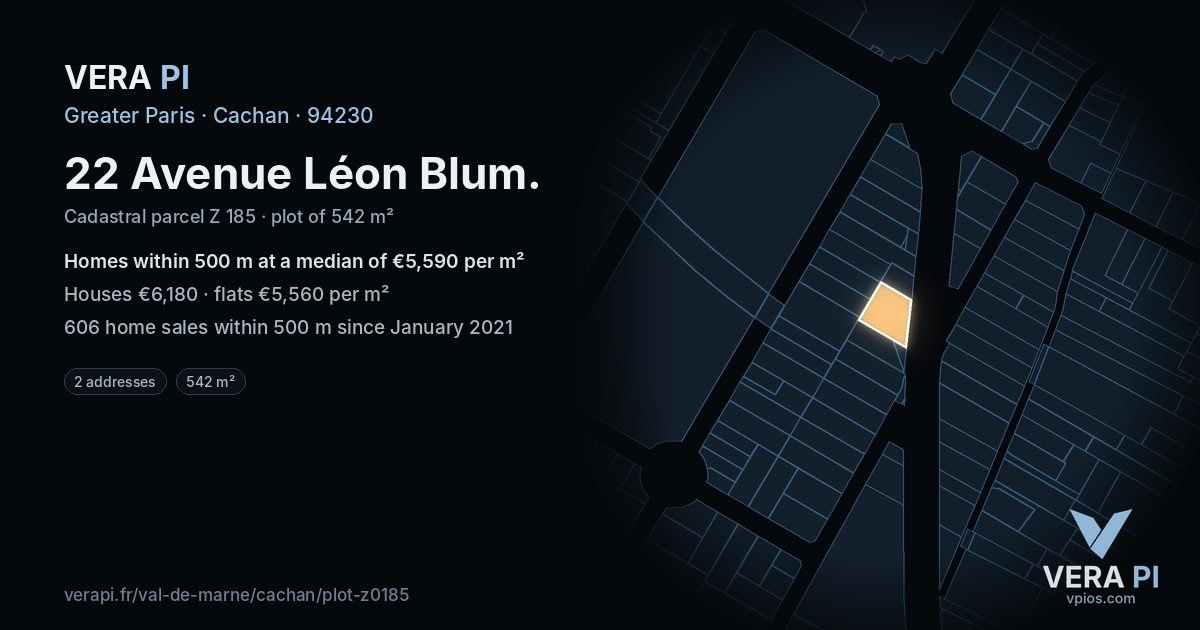 22 Avenue Léon Blum, Cachan at night – the plot lit, the parcels around coloured by the prices near them
