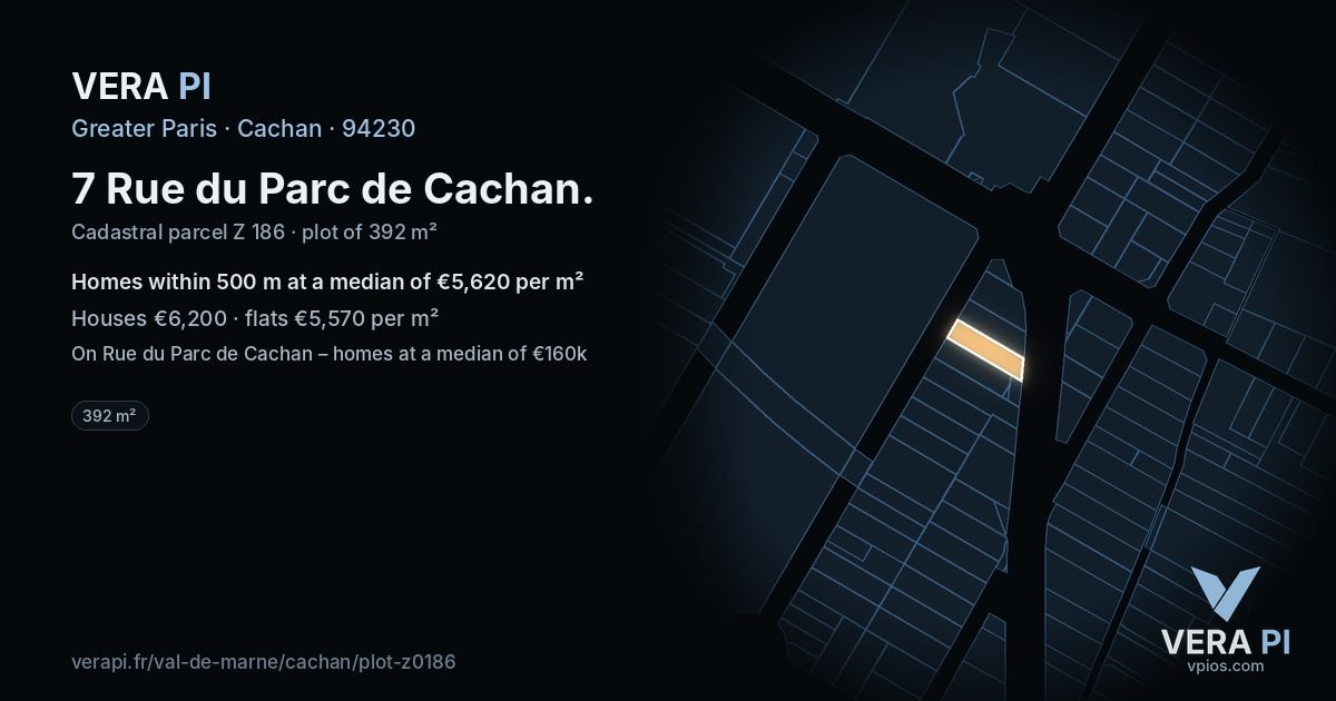 7 Rue du Parc de Cachan, Cachan at night – the plot lit, the parcels around coloured by the prices near them