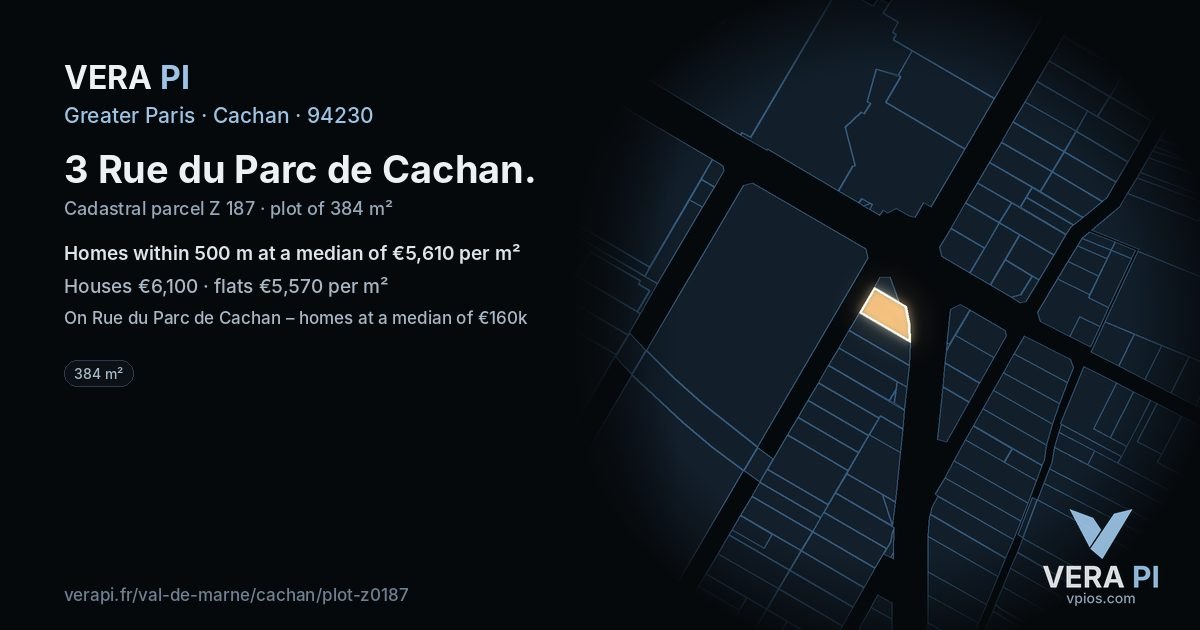3 Rue du Parc de Cachan, Cachan at night – the plot lit, the parcels around coloured by the prices near them