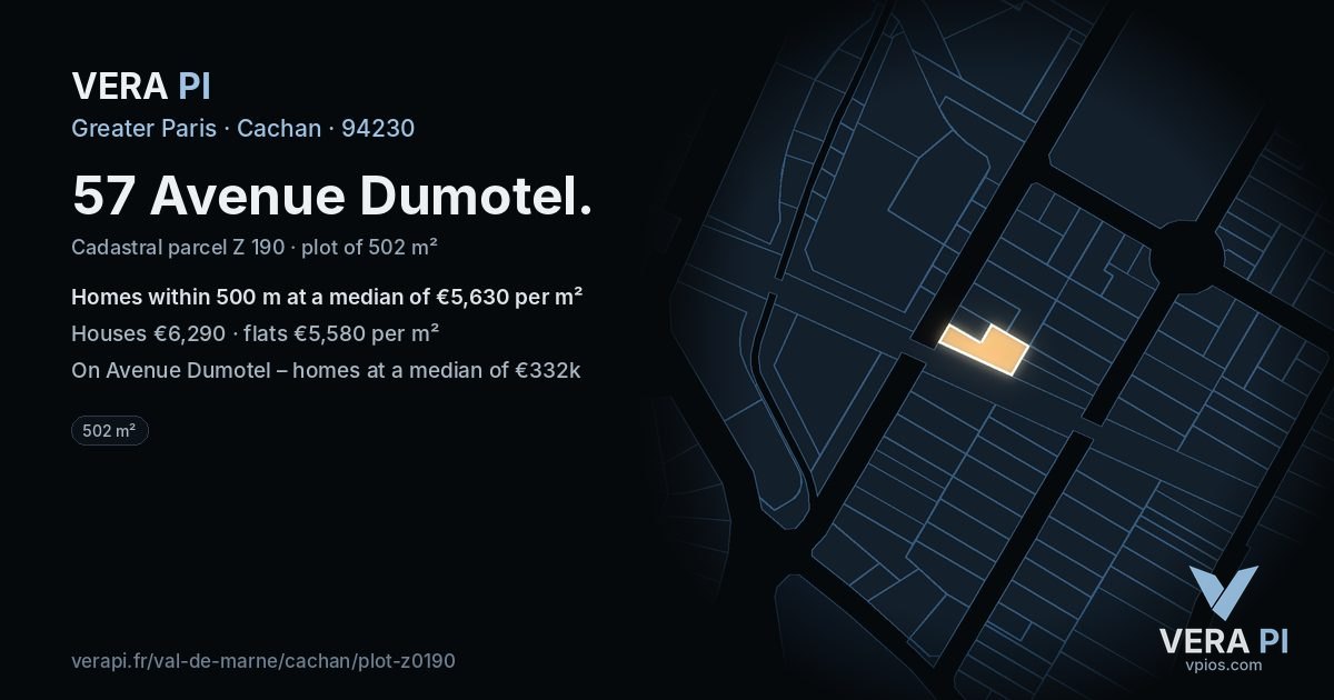 57 Avenue Dumotel, Cachan at night – the plot lit, the parcels around coloured by the prices near them