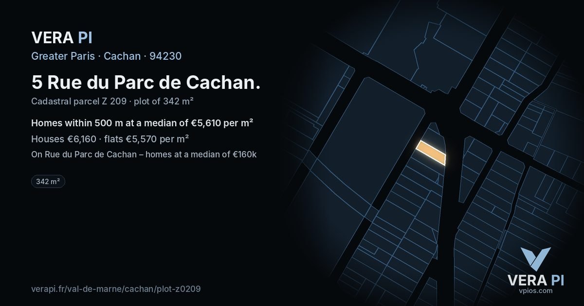 5 Rue du Parc de Cachan, Cachan at night – the plot lit, the parcels around coloured by the prices near them