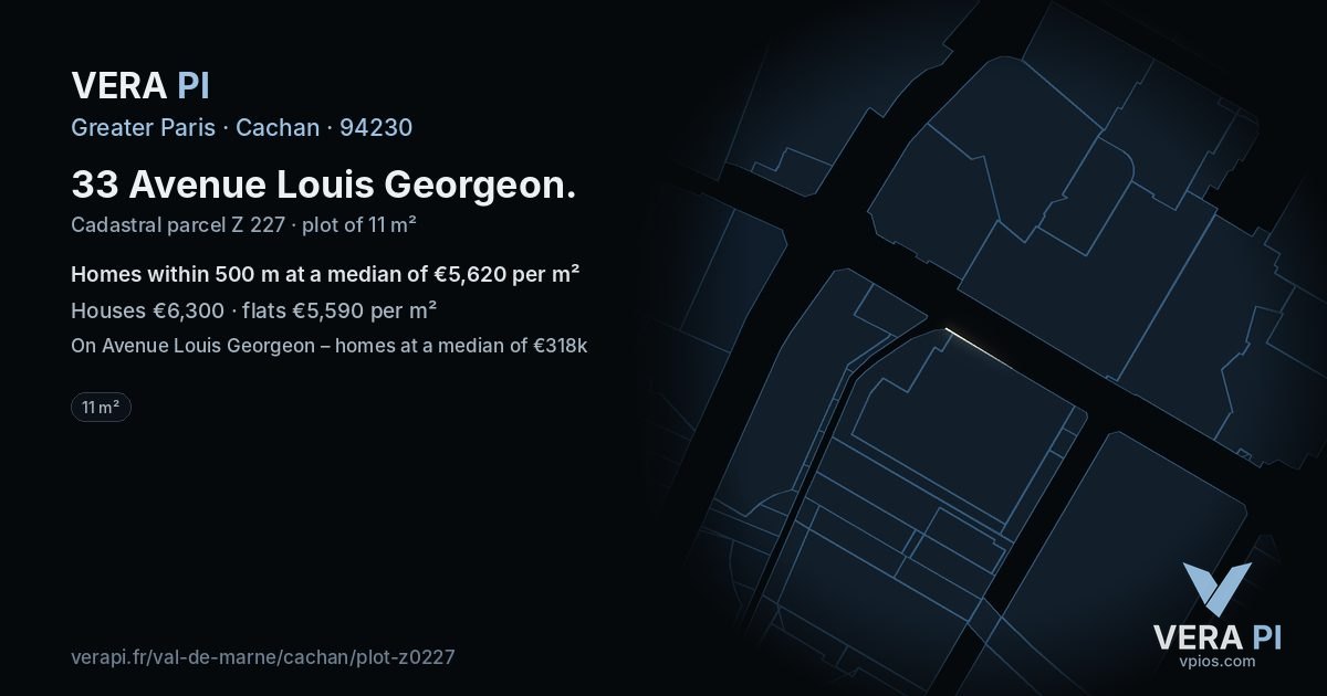 33 Avenue Louis Georgeon, Cachan at night – the plot lit, the parcels around coloured by the prices near them
