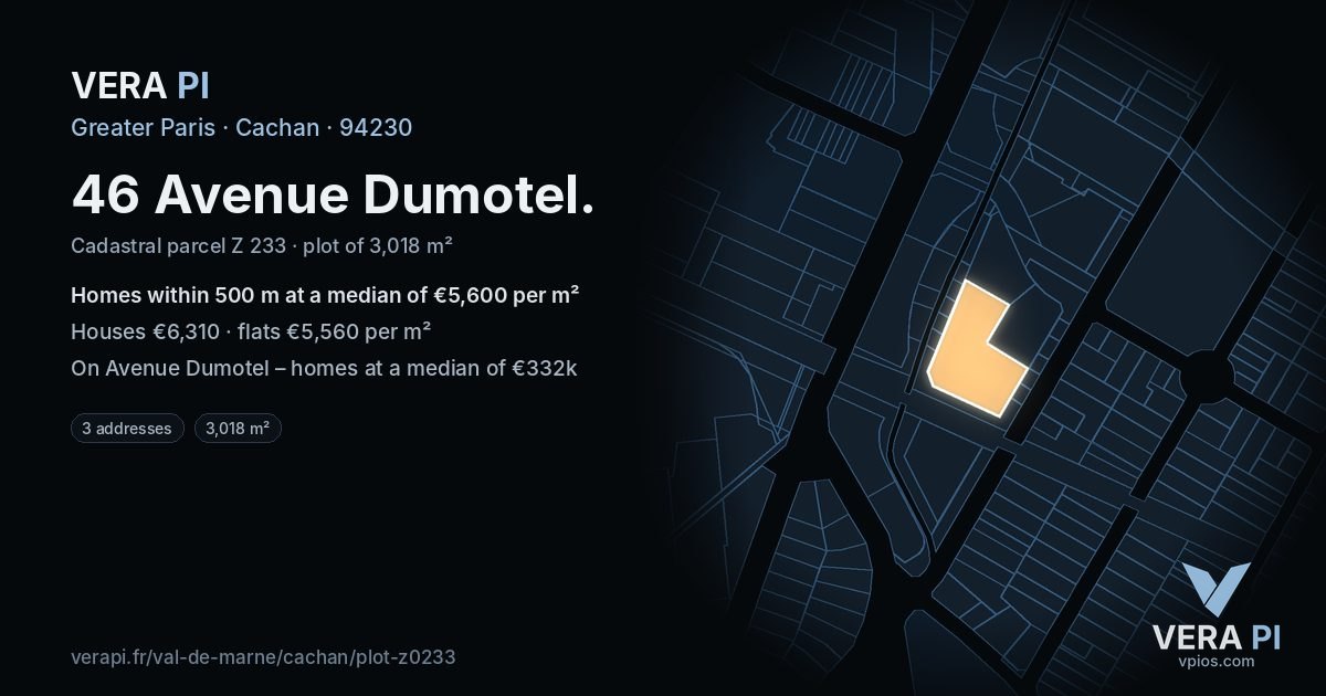 46 Avenue Dumotel, Cachan at night – the plot lit, the parcels around coloured by the prices near them
