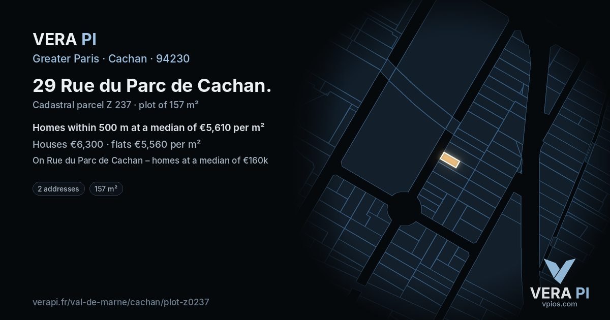 29 Rue du Parc de Cachan, Cachan at night – the plot lit, the parcels around coloured by the prices near them