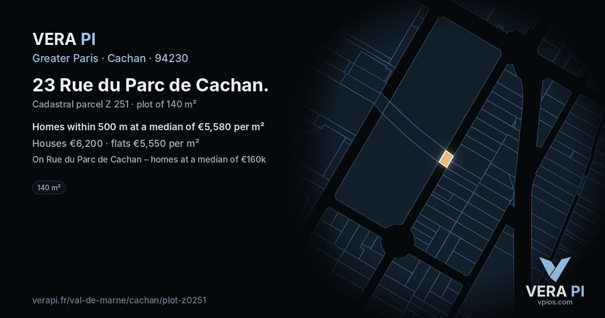 23 Rue du Parc de Cachan, Cachan at night – the plot lit, the parcels around coloured by the prices near them