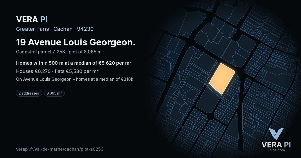 19 Avenue Louis Georgeon, Cachan at night – the plot lit, the parcels around coloured by the prices near them