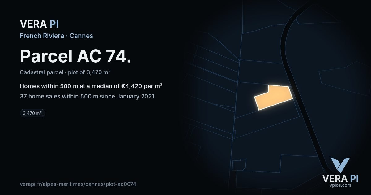 Parcel AC 74, Cannes at night – the plot lit, the parcels around coloured by the prices near them