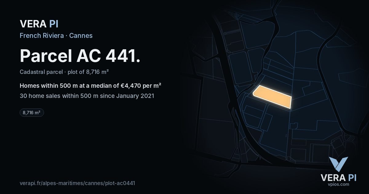 Parcel AC 441, Cannes at night – the plot lit, the parcels around coloured by the prices near them