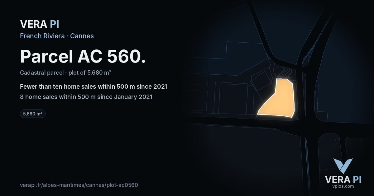 Parcel AC 560, Cannes at night – the plot lit, the parcels around coloured by the prices near them