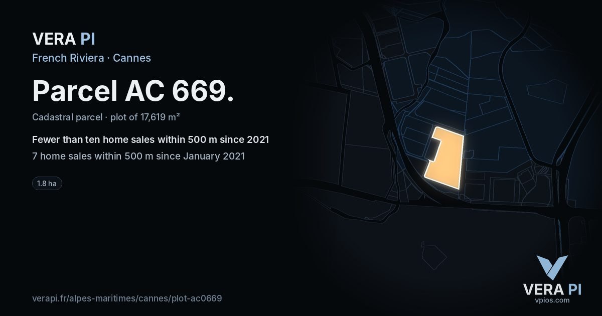 Parcel AC 669, Cannes at night – the plot lit, the parcels around coloured by the prices near them