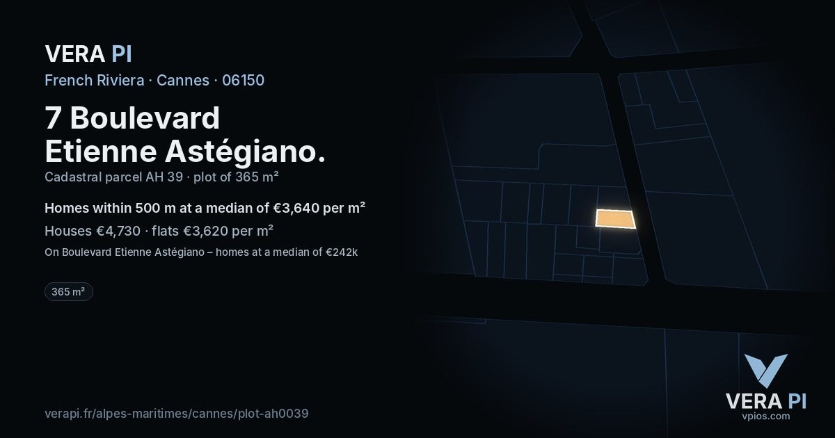 7 Boulevard Etienne Astégiano, Cannes at night – the plot lit, the parcels around coloured by the prices near them