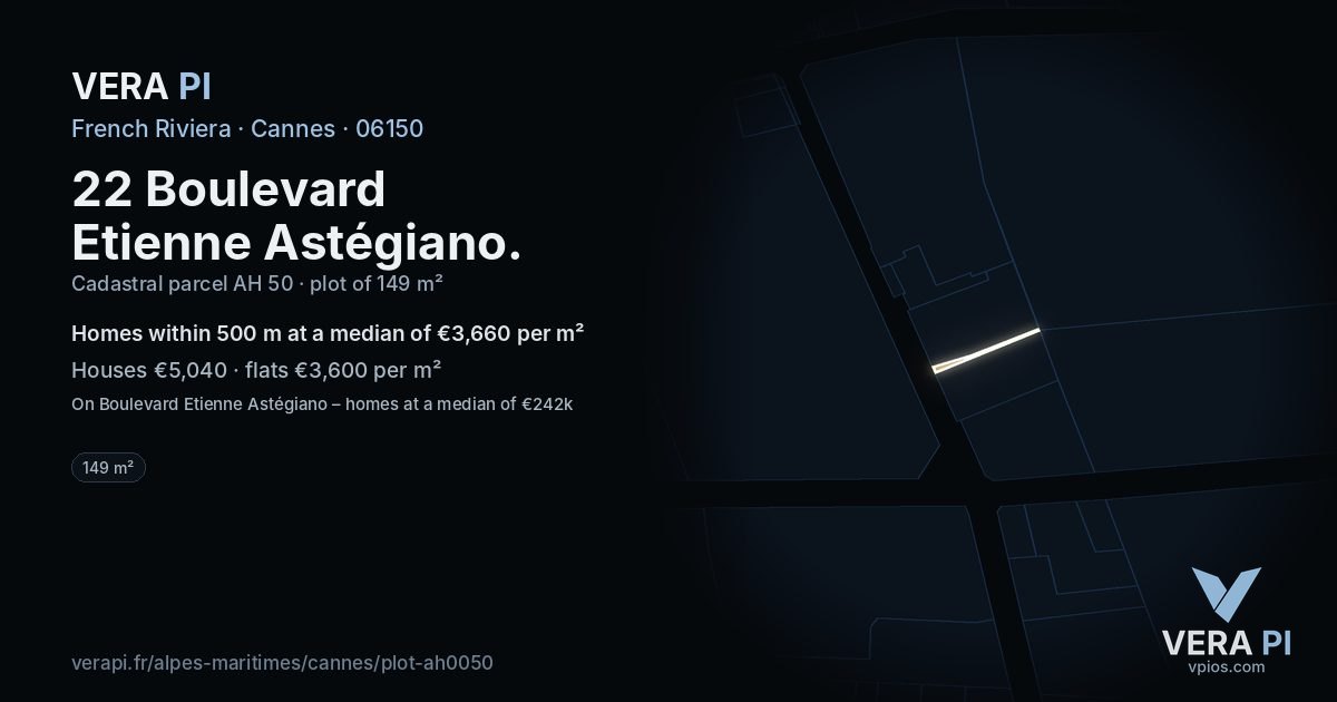 22 Boulevard Etienne Astégiano, Cannes at night – the plot lit, the parcels around coloured by the prices near them