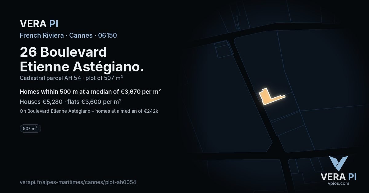 26 Boulevard Etienne Astégiano, Cannes at night – the plot lit, the parcels around coloured by the prices near them