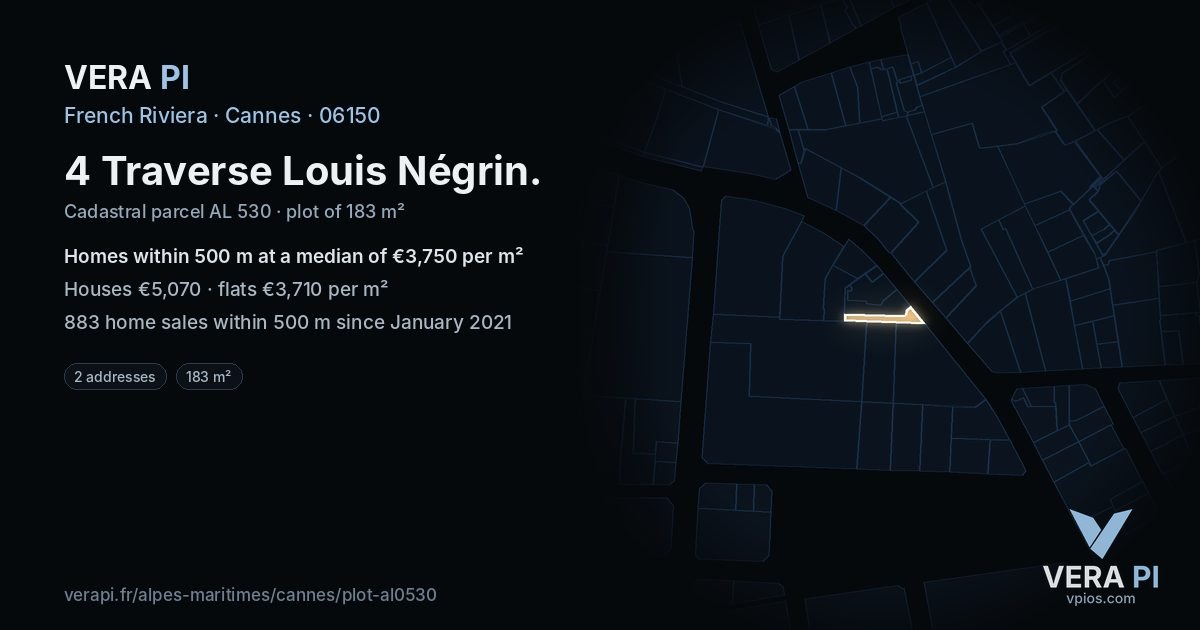 4 Traverse Louis Négrin, Cannes at night – the plot lit, the parcels around coloured by the prices near them