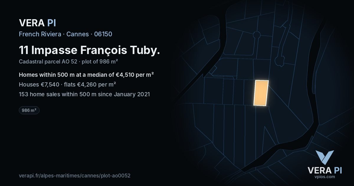 11 Impasse François Tuby, Cannes at night – the plot lit, the parcels around coloured by the prices near them